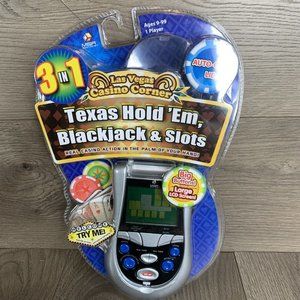 Las Vegas Casino Corner 3 in 1 Texas Hold Em Blackjack Slots HandHeld NiP